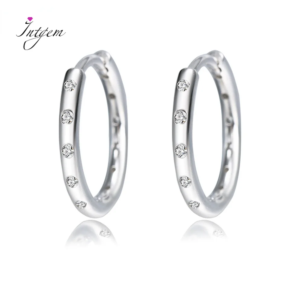 

925 Sterling Silver Hoop Earring For Women Romantic Colors 5A Clear Cubic Zirconia Small Earrings Wedding Fine Jewelry Wholesale