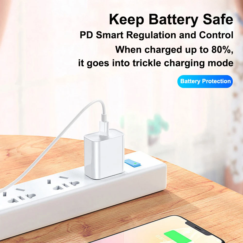 PD 18W Fast Charging Cable Type USB C For iPhone 13 mini 11 12 pro max Xs X xr 8 USB-C Type-C 3A quickly Charge Cable Data Line 65 w charger