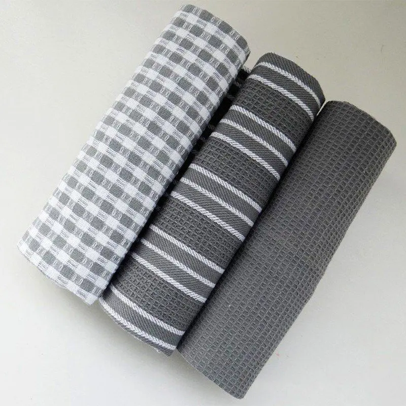 Kitchen Towel 3pcs Kitchen Towels Classic 100% Natural Cotton Tea Towels Dish Cloth Absorbent Lint-Free Machine Tableware Household Towel