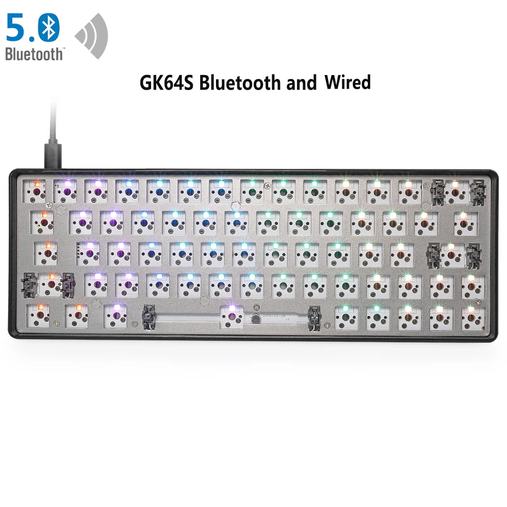 GK64 GK64S пластиковый алюминиевый ПК Комплект клавиатуры с ЧПУ чехол Bluetooth Проводная пластина pcb