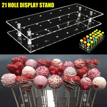

21 Holes Clear Acrylic Lollipop Holder Stand for Weddings Birthday Parties Anniversaries Halloween Candy Decorative K888