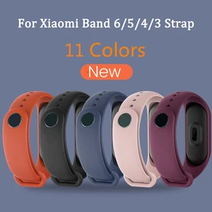 Ремешок силиконовый для Mi Band 6 5 4 3, сменный цветной браслет из ТПУ для Xiaomi Mi Band 4 5 6