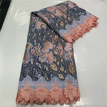 

Excellent African cord lace (5yards/pc)Free shipping faric with loverly flowers design two colors water soluble lace! 3L71828