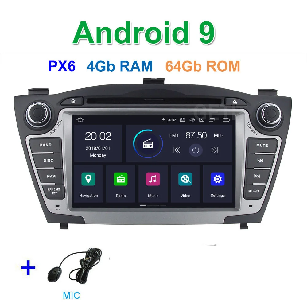 PX6 4G-RAM 64G-ROM DSP 64G PX6 Android 9 Автомобильный DVD стерео плеер радио gps для hyundai IX35 Tucson 2010-2013 с WiFi BT - Цвет: PX6 4G-RAM 64G-ROM