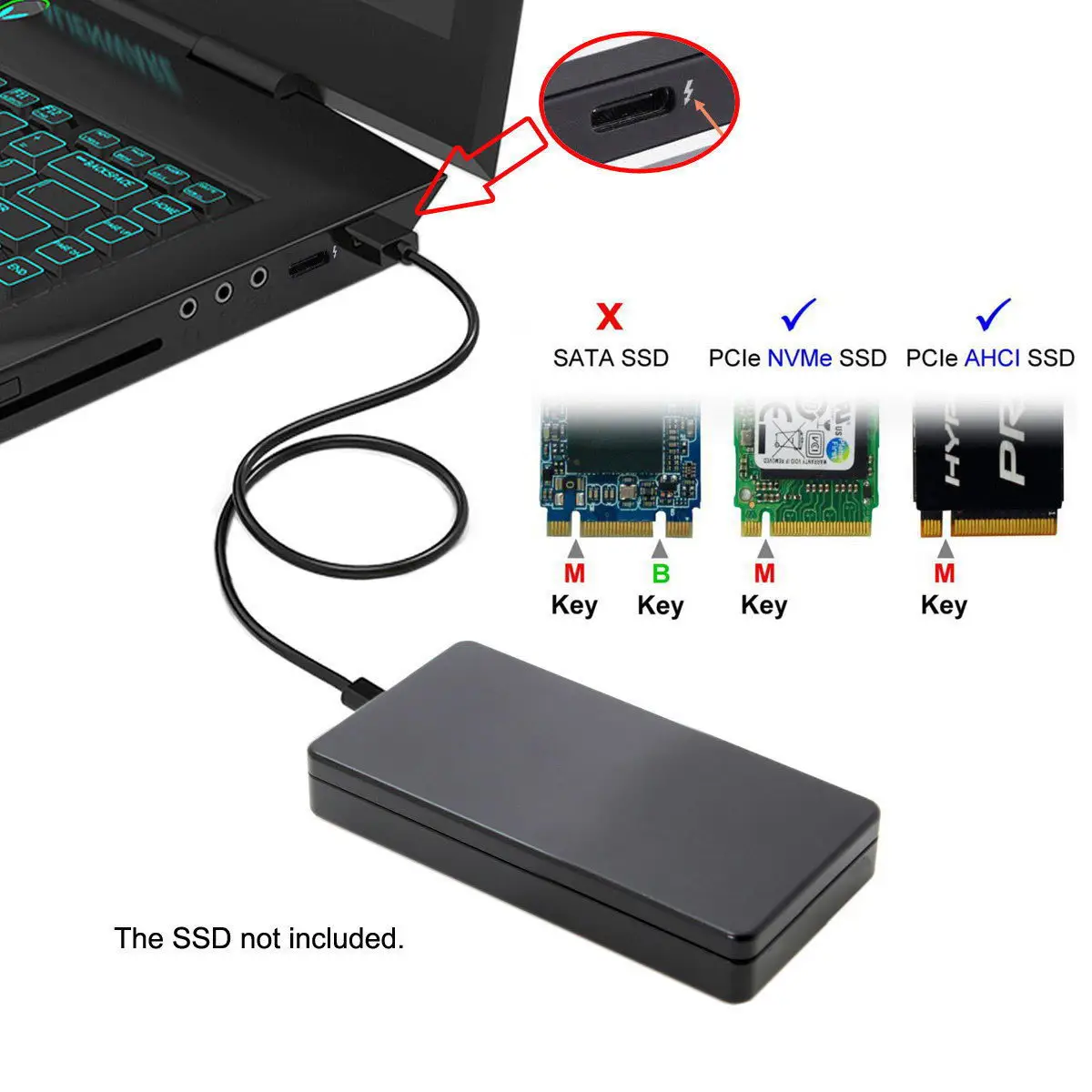 Thunderbolt 3 USB4 для PCI Express PCI-E до 80 мм NVME NGFF M-key AHCI SSD корпус картриджа