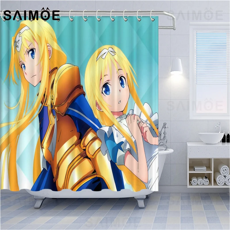 Занавеска для душа ATOMAX в стиле аниме штора с длинными волосами девушек