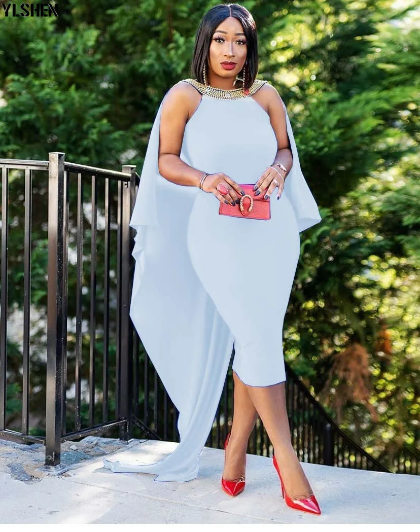 African Dresses for Women Sexy Nail Bead Backless Gown Evening Party Dress African Clothes High Quality Robe Femme Africa Dress 02