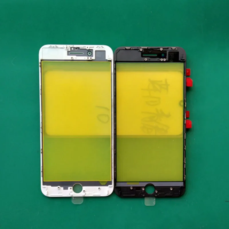 12 шт. холодной Пресс спереди Экран Стекло со средним корпусом для iPhone 8 7 6s 6 плюс 5 5S внешний Стекло объектива Flex Ремонт Замена Запчасти