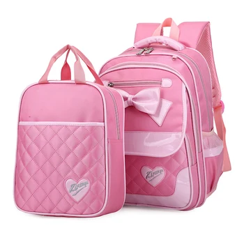 

Kids Girls Student Schoolbag Large Capacity Bowknot Wide Strap Backpack for Children New Fashion Zipper Satchels Shoulder Bags