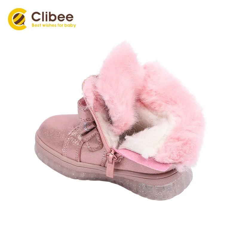 Повседневные кроссовки CLIBEE из искусственной кожи для девочек теплые зимние