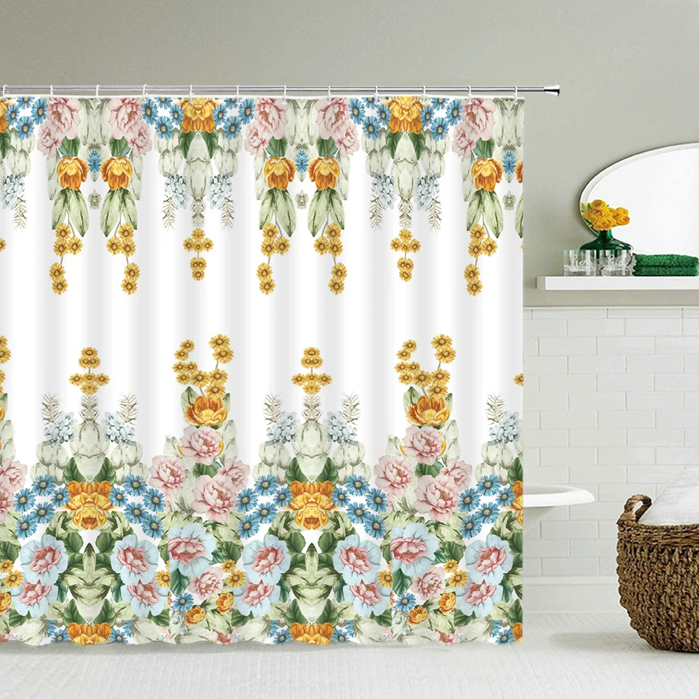 

Waterproof Bathroom Curtains 3D Printing Flowers Shower Curtains Polyester Fabric Bath Screen Bathtub Home Decor Curtain