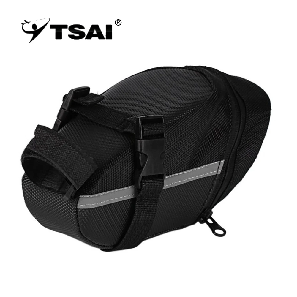 TSAI Waterproof Mountain Road Bicycle Tail Bag Saddle Bag Bike Pouch Cycling Seat Bag Black Wholesale In Stock