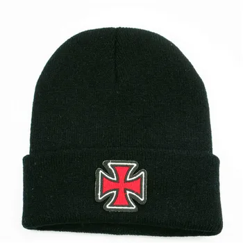 

cross embroidery Cotton Thicken knitted hat winter warm hat Skullies cap beanie hat for kid men and women 295