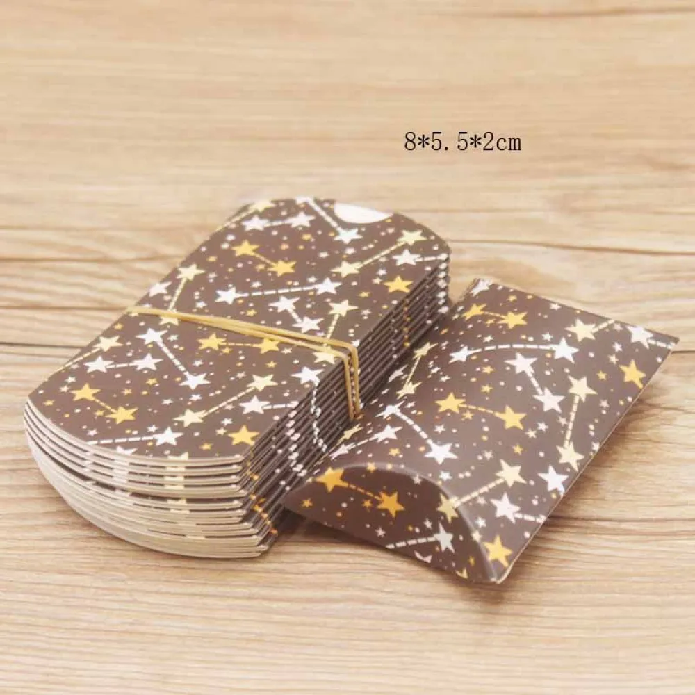 100Pcs Star Modello Kraft Cuscino Di Carta Scatola Di Favore Di Cerimonia Nuziale Del Partito Di Favore Del Regalo Dolce Scatole E Confezioni Per Dolc