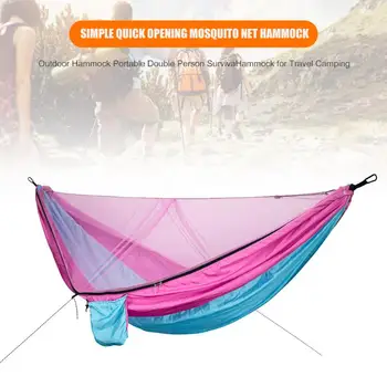 

Portable Backpacking Hammocks Outdoor Survival Hunting Camping Automatic Quick Opening Sleeping Bed Hammock with Straps