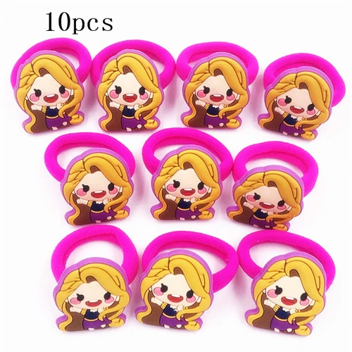 4-10pcs 10 шт., эластичная повязка для волос с изображением Микки и Минни, Русалочки, принцессы, Детские аксессуары для волос, резинка для волос для девочек - Цвет: 4-10pcs