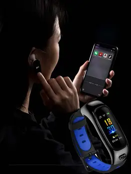 

S1 Smart Bracelet Bluetooth Headset 2 In 1 Call Heart Rate Sports Step Multi-function Waterproof Watch Smart Band Earphone 2in1