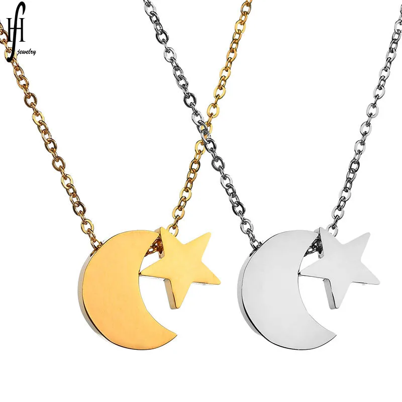 

Japanese-style Simple Good Night Necklace Moon Star Long Starry Pendant Titanium Steel Clavicle Sweater Necklace