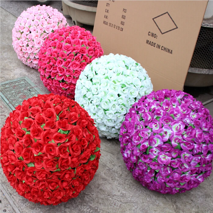 12" 30cm Artificial Rose Silk Flower Red Kissing Balls For Christmas Ornaments Wedding Party Decorations Supplies