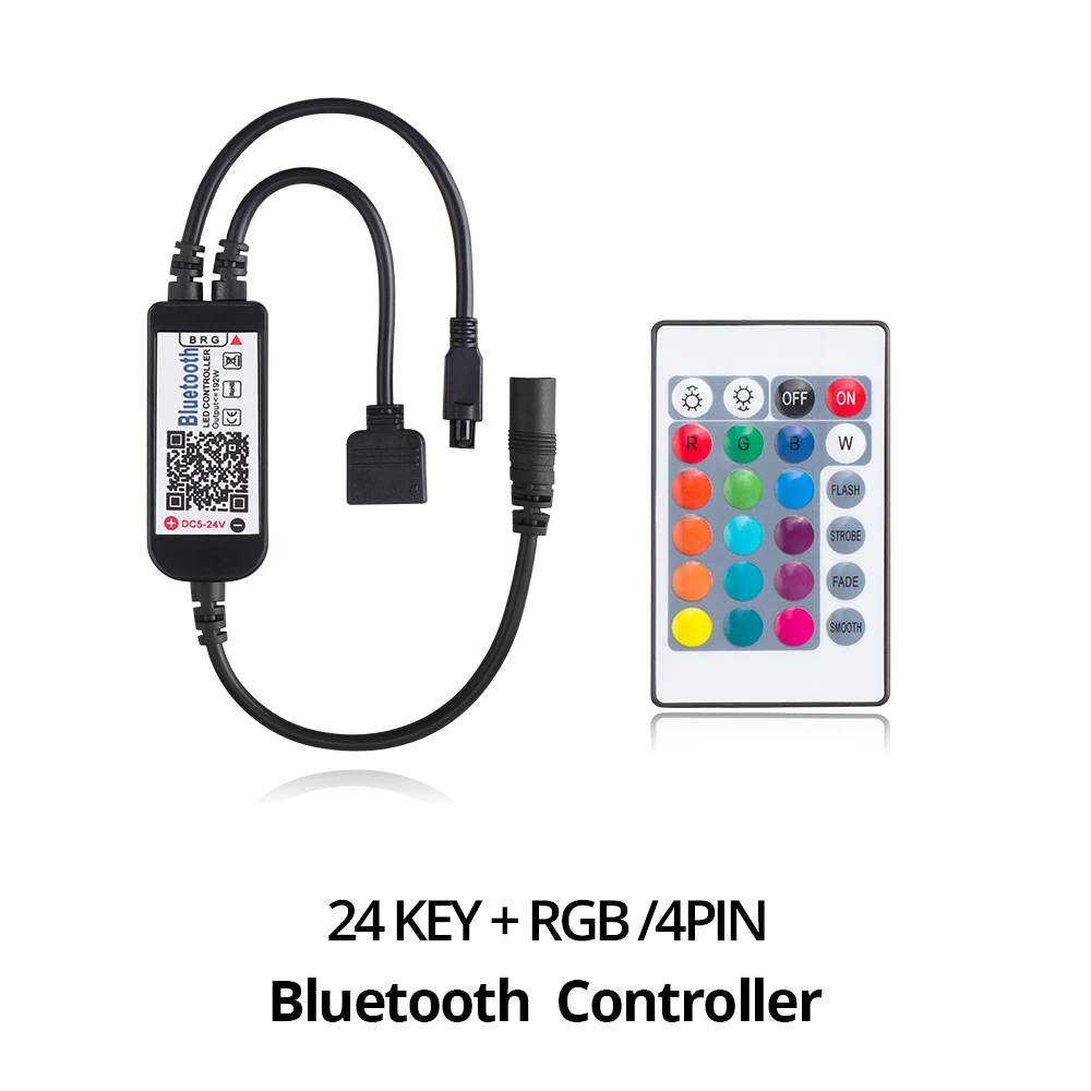 Bluetooth 24key RGBW DC5-24V RGB RGBW RGBWW светодиодный Bluetooth контроллер+ 24 клавиши 40 клавиш ИК пульт дистанционного управления/bluetooth APP управление для светодиодный полосы - Цвет: Bluetooth 24key RGBW