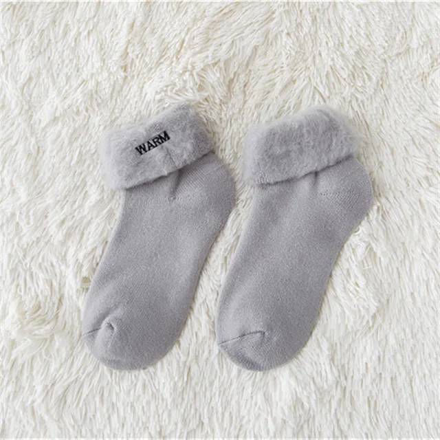 Зимние толстые шерстяные носки женские бархатные длинные носки зимние теплые забавные носки Femme Calcetines Mujer Рождественский подарок - Цвет: gray