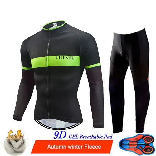 Cycling Set Uhtxhu зимняя велосипедная одежда велосипедные наборы для мужчин термальная флисовая велосипедная форма Джерси Набор шоссейные велосипедные майки костюм для езды на горном велосипеде - Цвет: Cycling Set