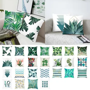 

Green Leaves Printing Pattern Pillowcase Tropical Plant Pillow Cover Polyester Pillow Case for Home Decor Cushion Cover 45cmx45m
