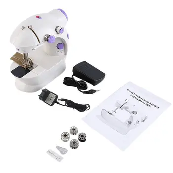 

Portable Household Mini Sewing Machine Electric Crafting Mending Machine 2-Speed Double Thread with Light Foot Pedal EU Plug
