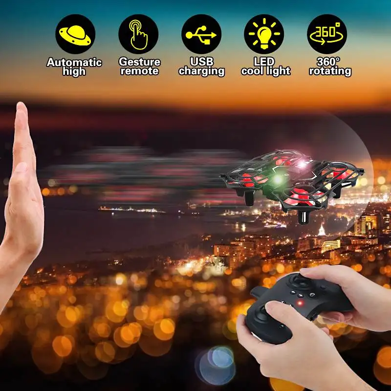 

Hot Mini Drone Gesture Induction craft Levitation Quadcopter LED Night Light Navigation Hand-Controlled RC Drone Toys for Kids