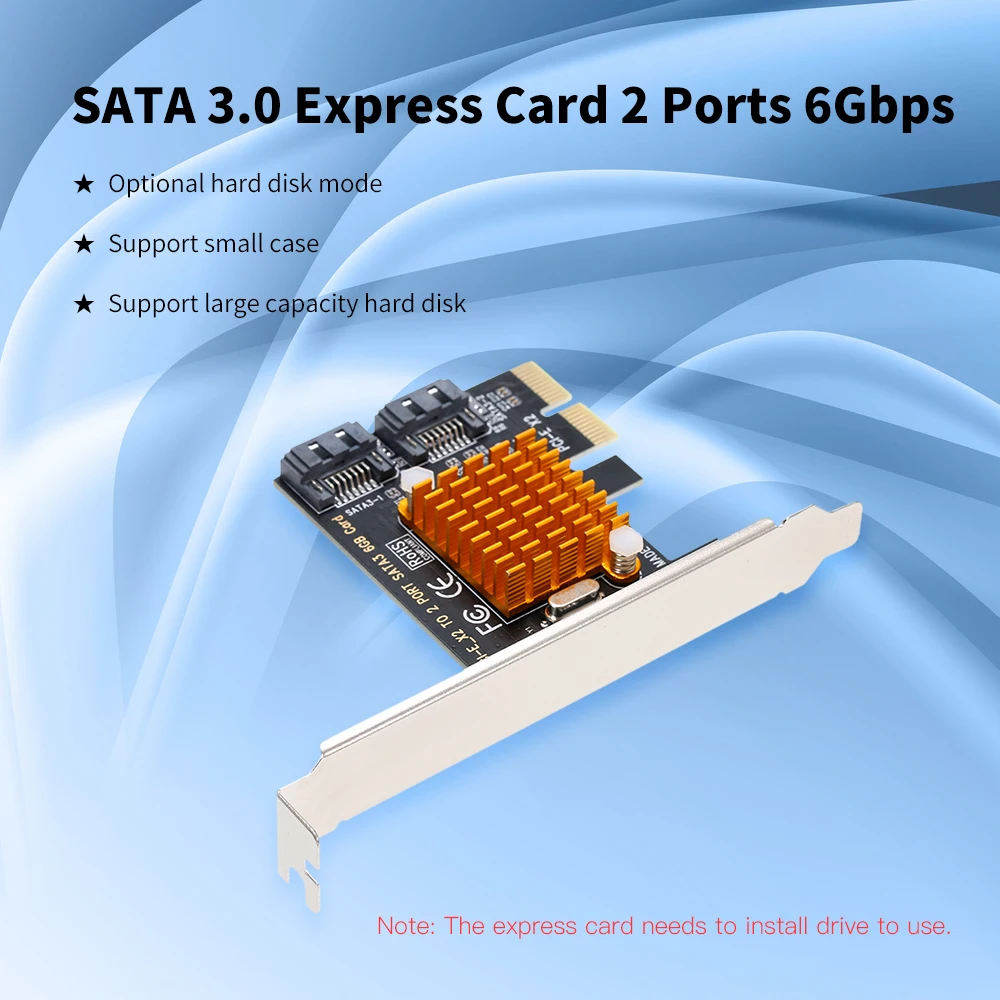 PCI-E X2 до 2 портов SATA3 6 Гбит/с Карта Экспресс-карточка SSD Tiering контроллер адаптер с драйвером CD для большого и малого ПК чехол