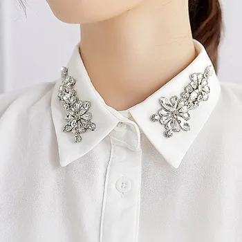 

Women Detachable Lapel Shirt Fake Collar Rhinestone Decored False Blouse Clothing Accessories NIN668