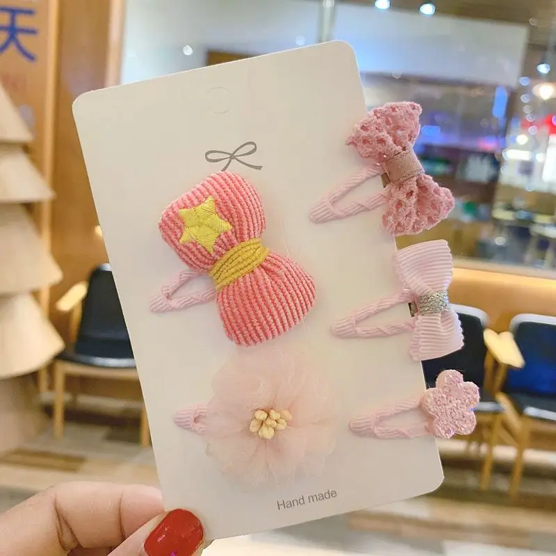 Girls Hair Accessories 5/6pcs/Set Hair Clips for Girls Baby Cute Cartoon Animal Kids Hairpins Flower Barrettes Headdress
