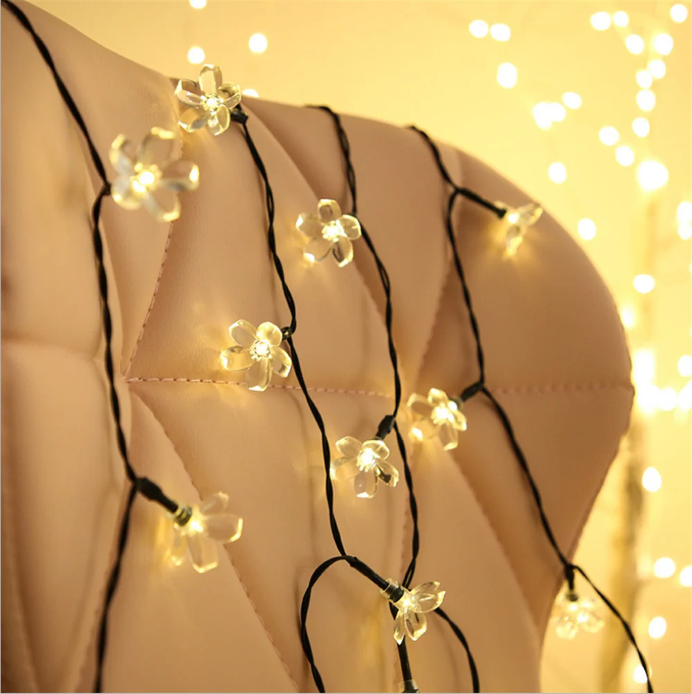 Цветущая вишня 20/30/50/60LED Солнечный Сказочный светильник-гирлянда на открытом воздухе/в помещении Водонепроницаемый Рождественский патио дом Свадебный сад Decora
