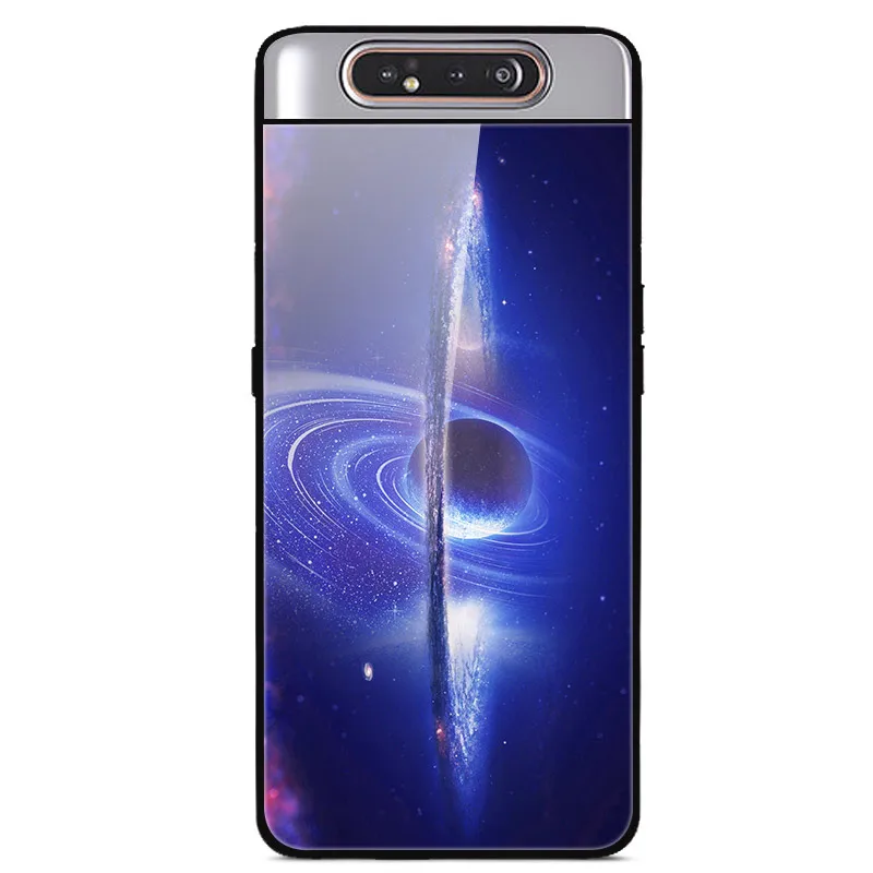 16 Для samsung A80 чехол закаленного стекла Звездный космический жесткий чехол для samsung Galaxy A80 A805F SM-A805F TPU бампер A 80 чехол для телефона - Цвет: 16
