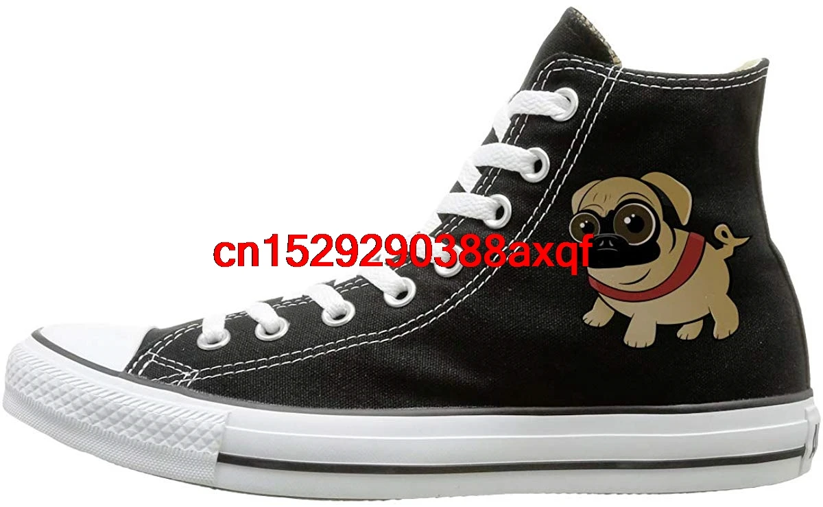 

Canvas Shoes Funny Cartoon Pug Classics High Top Lace Ups Canvas Sneakers For Unisex