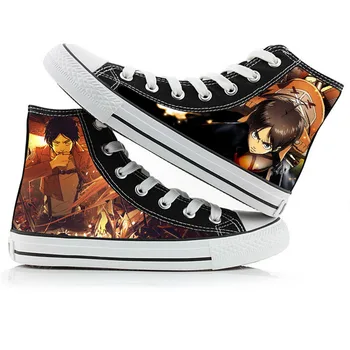

High-Q Unisex Anime Attack on Titan Canvas Shoes 3D Eren Mikasa Ackerman Rival Casual plimsolls duck shoes rope soled shoes