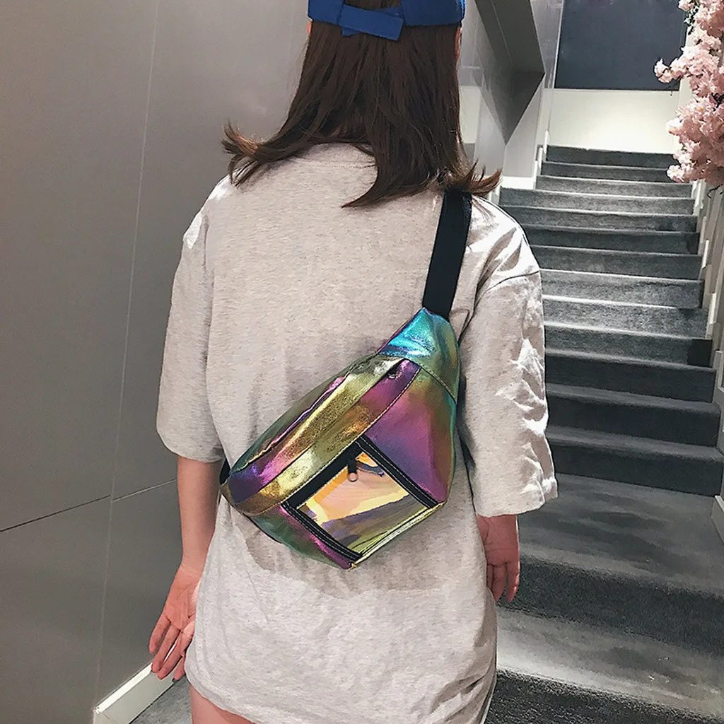 

2019 Fashion Belt Bum Bag Waterproof Transparent Clear Punk Holographic Fanny Pack Laser Waist Pack For Women d2