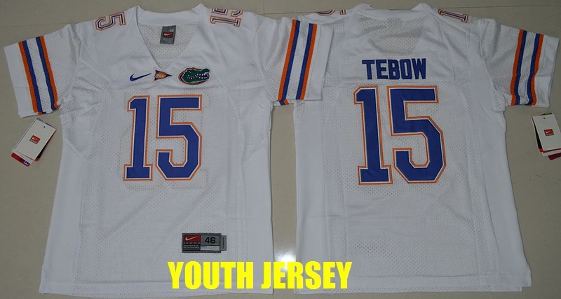 Белый Новинка, высокое качество, Florida Gaters, Tim Tebow, Jeff Driskel Emmitt Smith, для молодых детей, Джерси - Цвет: Белый