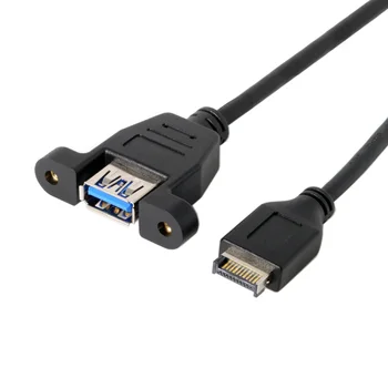 

USB 3.1 Front Panel Header to USB 3.0 Type-A Female Extension Cable 50cm Panel Mount Type