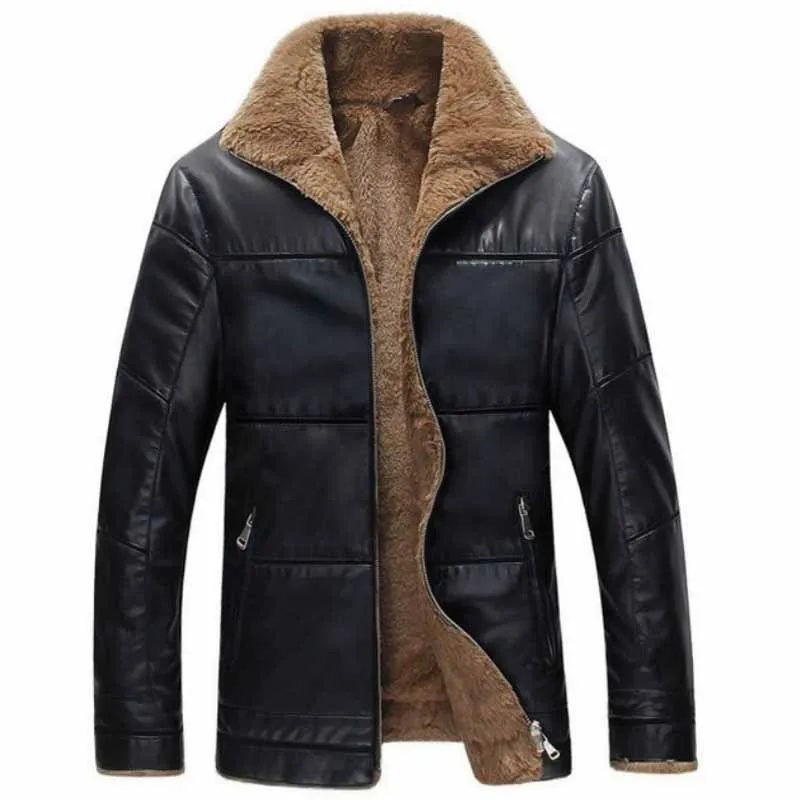 Мужская Флисовая Куртка из ПУ кожи черная теплая куртка искусственной брендовые