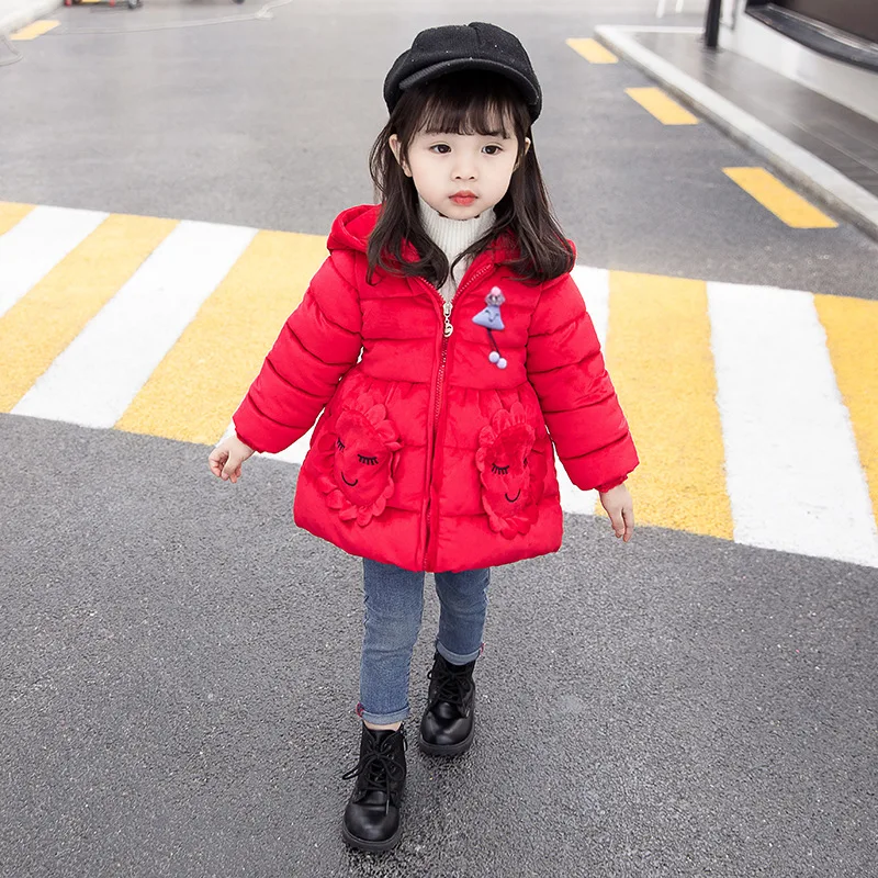 Зимний костюм для маленьких детей, куртка для девочек куртки для малышей теплые 9M-6 размер верхняя одежда новорожденным осень-зима 9BA040 - Цвет: Красный