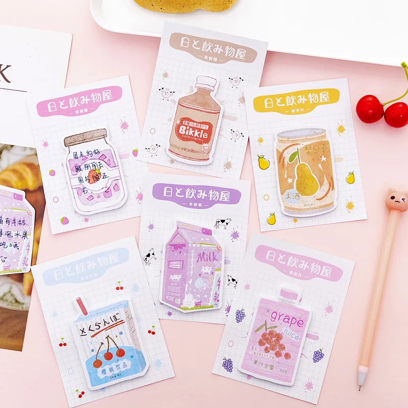 Бутылка молока Липкие заметки Kawaii Мультфильм Memopad креативные самоклеющиеся N Times заметки листы для офиса школы Канцтовары Декор
