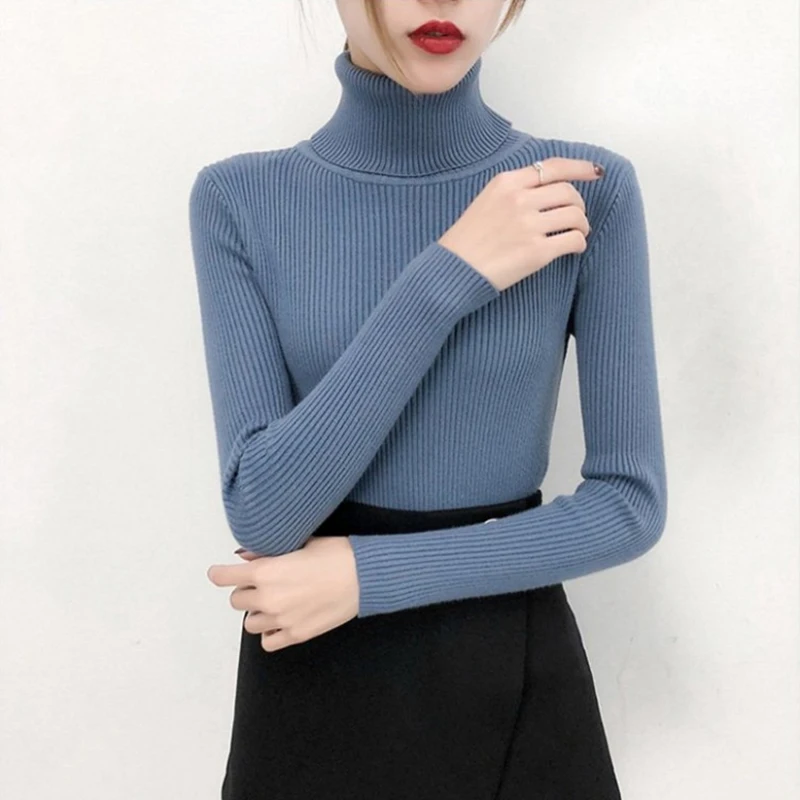 Knitted Women High Neck Sweater Pullovers Turtleneck Autumn Winter Cotton Basic Fashion Sexy Women Sweaters Slim Fit Knitted Women High Neck Sweater Pullovers Turtleneck Autumn Winter Cotton Basic Fashion Sexy Women Sweaters Slim Fit