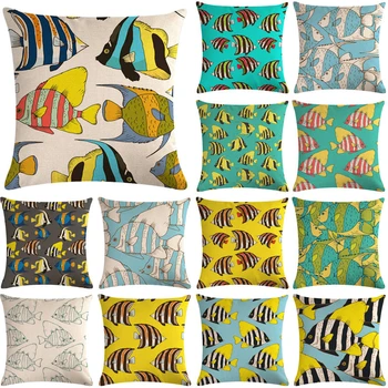 

1 Pcs Tropical Fish Pattern Cotton Linen Throw Pillow Cushion Cover Car Home Sofa Bed Decorative Pillowcase Funda Cojin 40647