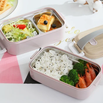 

1.6L Microwave Double Layer Lunch Box Stainless Steel Portable Container Box Workers Student Food Container Lunch Box