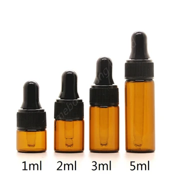 

100pcs Spot Goods 1ml 2ml 3ml 5ml Portable Amber Aromatherapy Esstenial Oil Bottle with Glass Eye Dropper