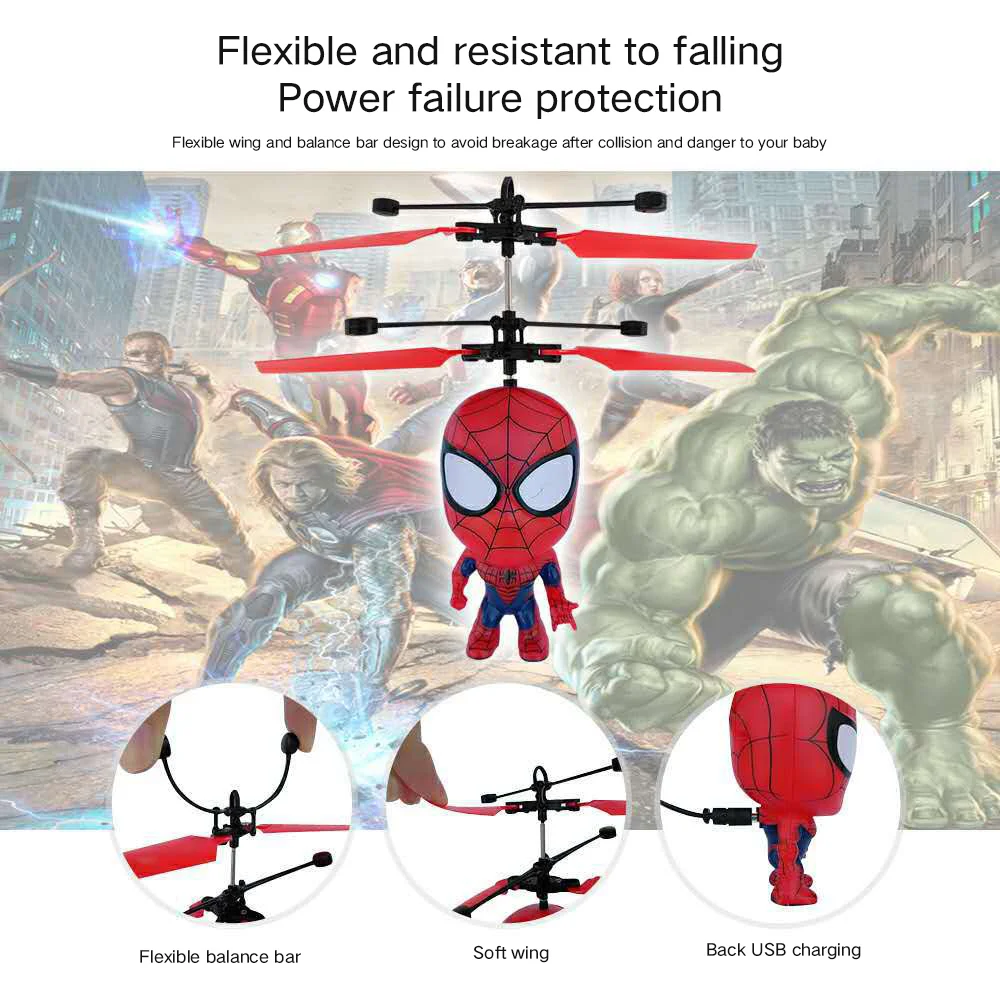 Человек-паук Дрон анти-столкновения Летающий вертолет самолет зондирования мини индукционный Дрон дети электрическая электронная игрушка