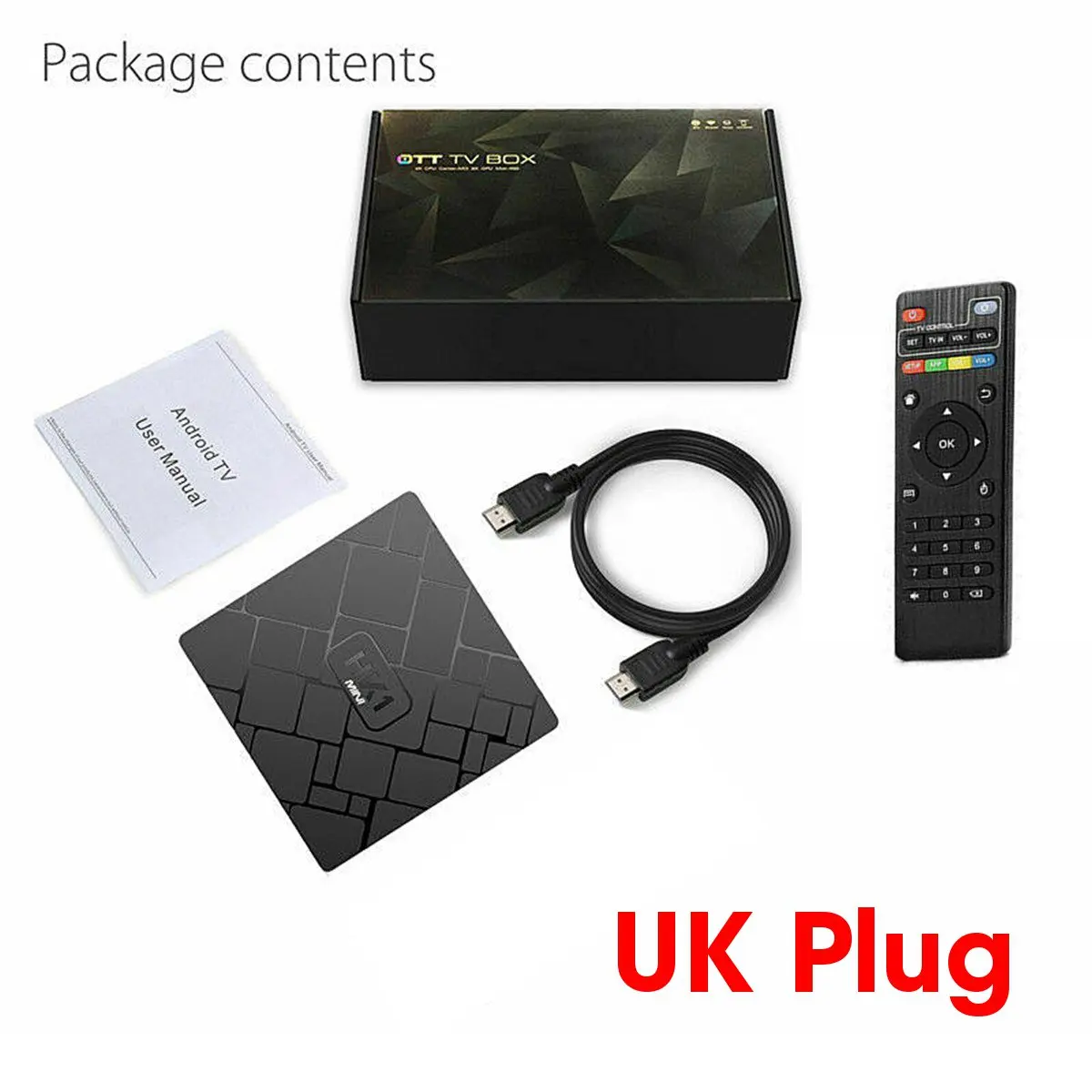 RK3229 Смарт ТВ приставка Android 9,0 ТВ приставка 2 Гб 16 Гб медиаплеер wifi 4K Google голосовой помощник Netflix Youtube приставка - Цвет: UK Plug