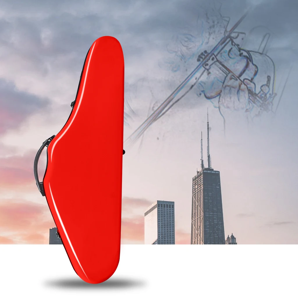 

Durable 4/4 Full Size Professional Triangle Shape Lighweight Violin Hard Case Shell Backpack with Hygrometer White/Red