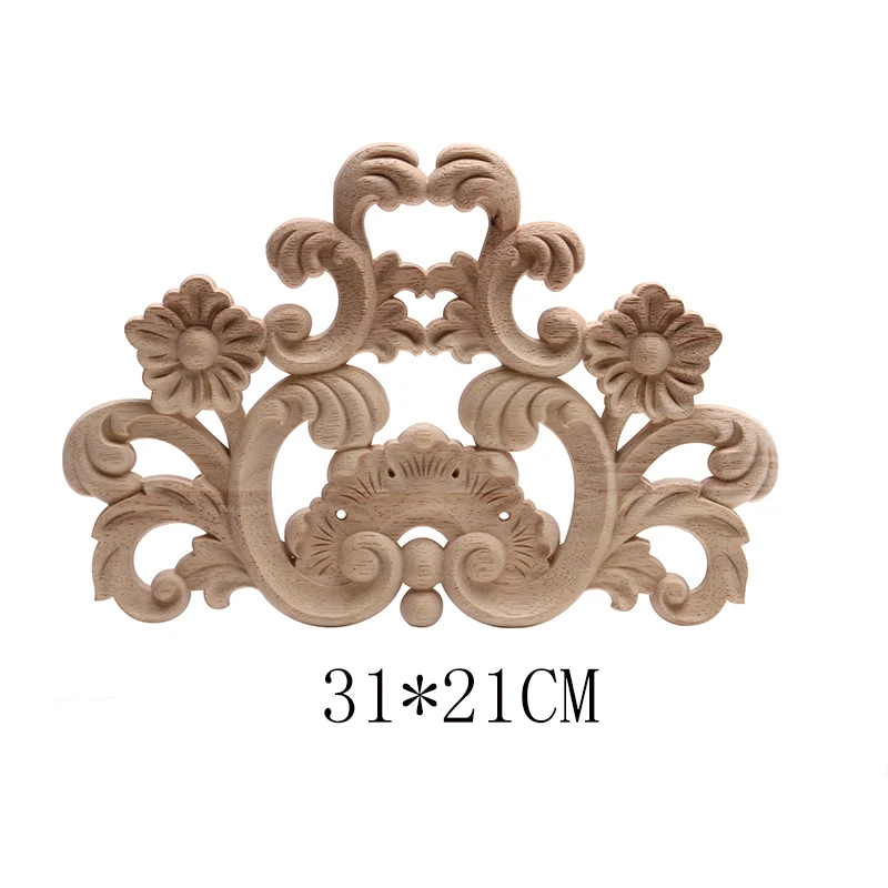C197-4 Wood Applique Onlay Wood Decal Rubber Wood Corner Walls Decor Unpainted Antique Wood Figurines Wood Mouldings Exquisite NEW - Цвет: C197-4